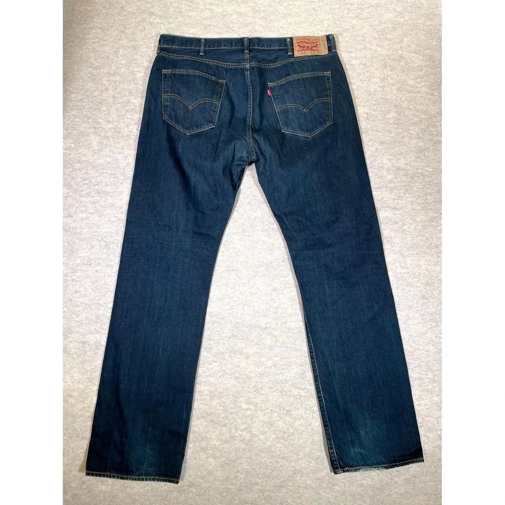 Levis 501 Original Fit Jeans Mens 38x34 Blue Denim Cotton Dark Wash Straight Leg